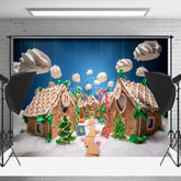 Lofaris Blau Himmel Wolken Weg Schneebedeckt Weihnachten Haus Hintergrund